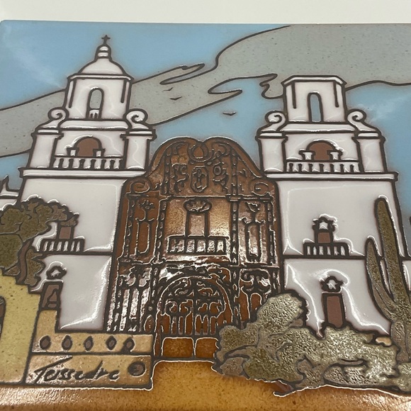 Cleo Teissedre Hand Painted Ceramic Art Tile Coaster Trivet Wall Decor - Picture 4 of 7